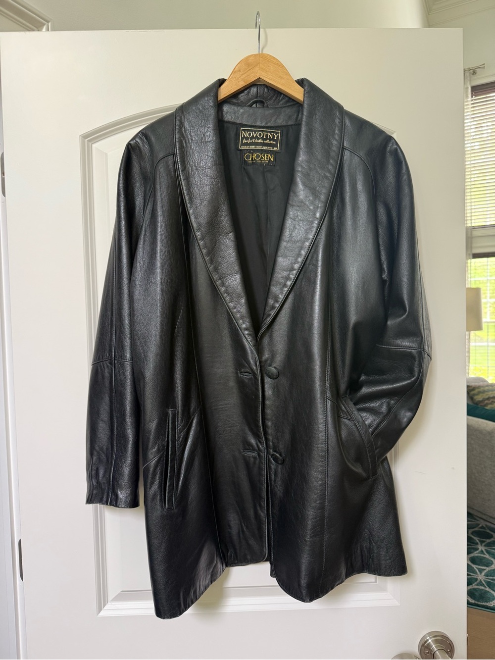 Vintage Black Leather Jacket Oversized Boyfriend Blazer Soft 90s
